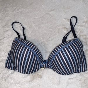 34C Aerie Paige blue striped padded push-up bra